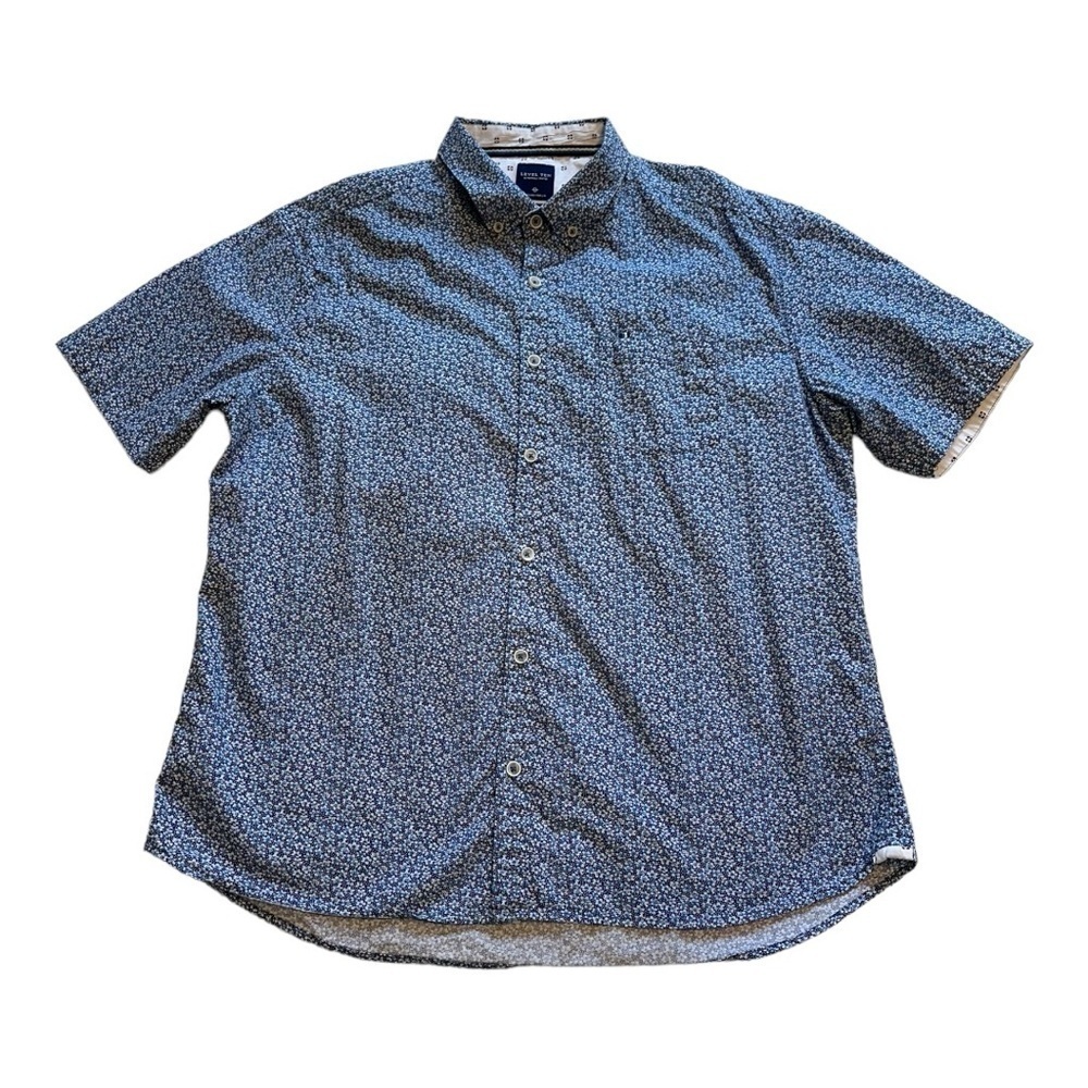 Level Ten Peached Poplin Button-Up Shirt Short Sleeve Floral Collared Size XL